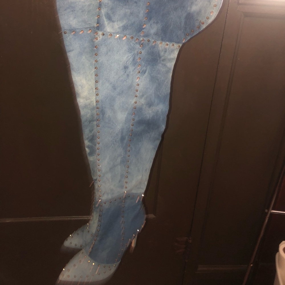 Denim Thigh High Heels